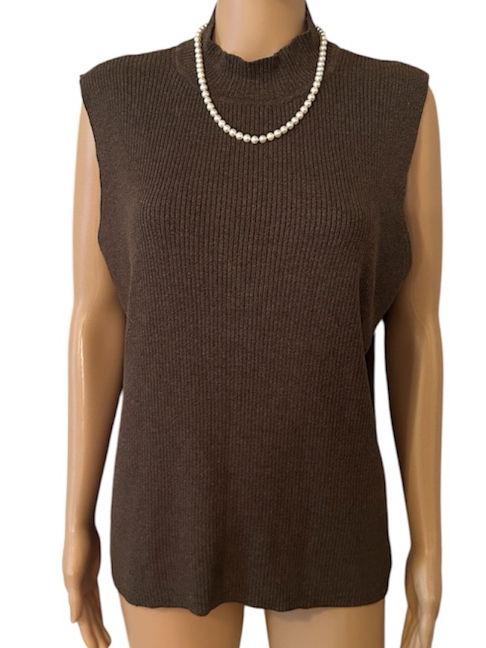 Double D Ranch Wear Women’s Size XL Green/Brown Stretchy Sleeveless Sweater